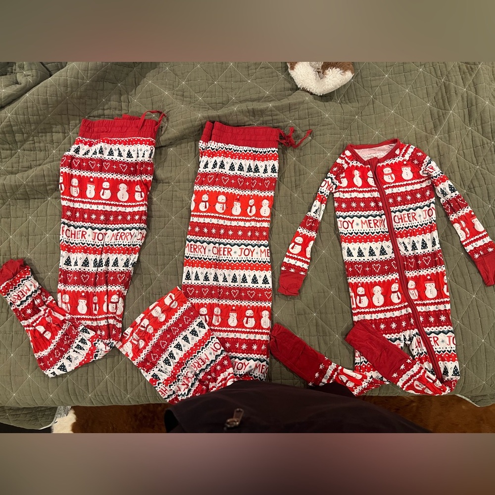 Little Sleepies Red and White Holiday Christmas Pajamas bundle